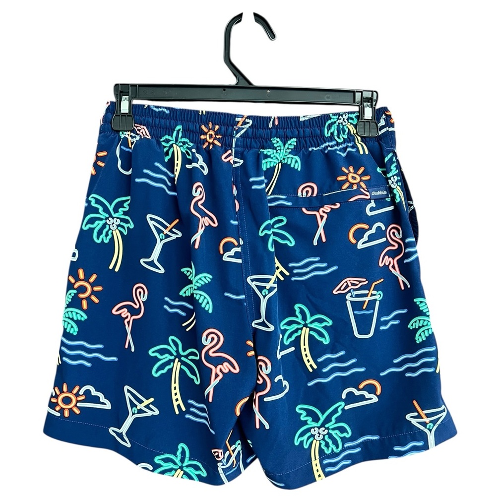 Chubbies The Neon Lights Classic Swim Trunk Navy‎ and Green Shorts Size Small - Picture 7 of 8